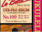 100W Uke-Pro Комплект струн для концертного и тенор укулеле, оплетка 4-ой струны, La Bella