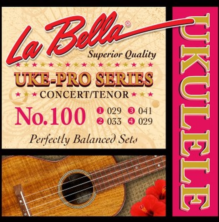 100W Uke-Pro Комплект струн для концертного и тенор укулеле, оплетка 4-ой струны, La Bella