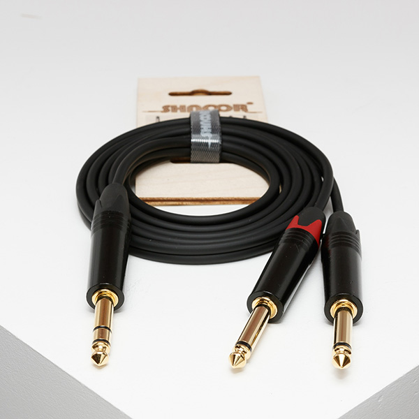 Y-кабель 6,3мм стерео - 2х6,3мм моно, 2м, SHNOOR JS2JM-2m