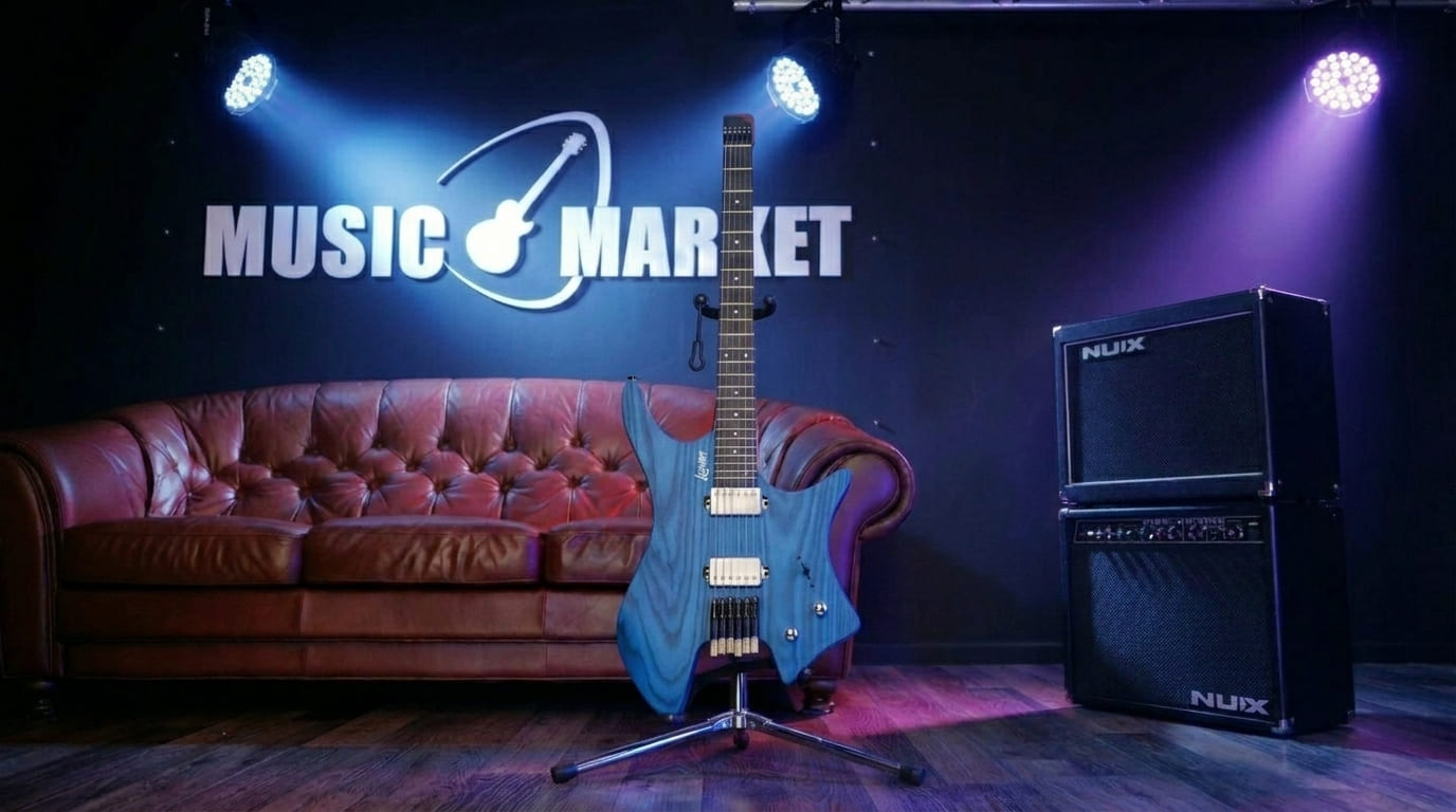 S-G62-BLS Электрогитара безголовая, синяя, Luxars